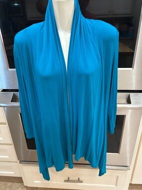 new directions Teal Open Front Draped Cardigan